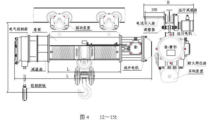 12-15吨防爆电动葫芦结构图