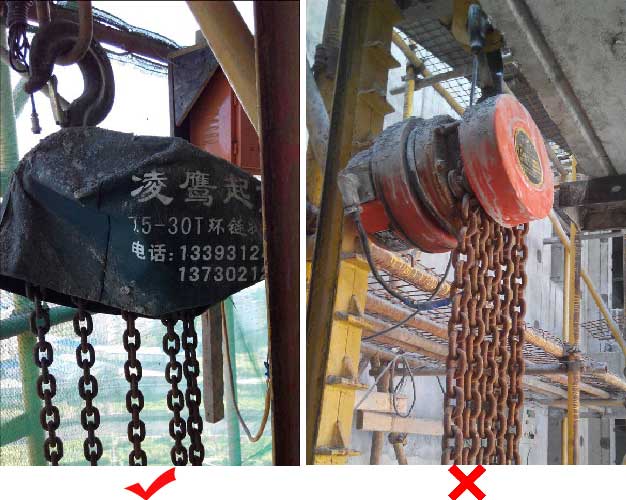 爬架葫芦添加防雨罩与未添加对比图