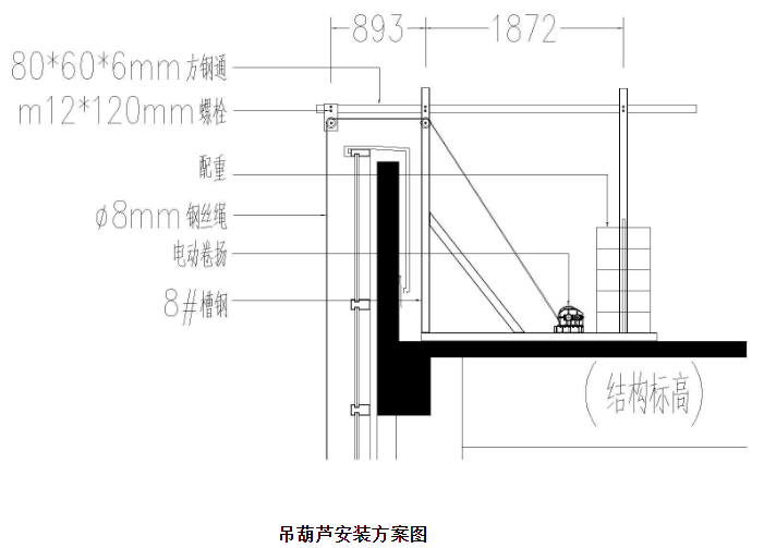 电动葫芦安装屋面花架造型钢构件的安装方案